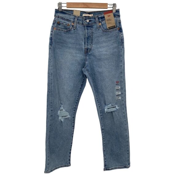 Levi's Wedgie Straight Jeans in Bridge of Bellflower Light Wash Button Fly - Picture 2 of 8